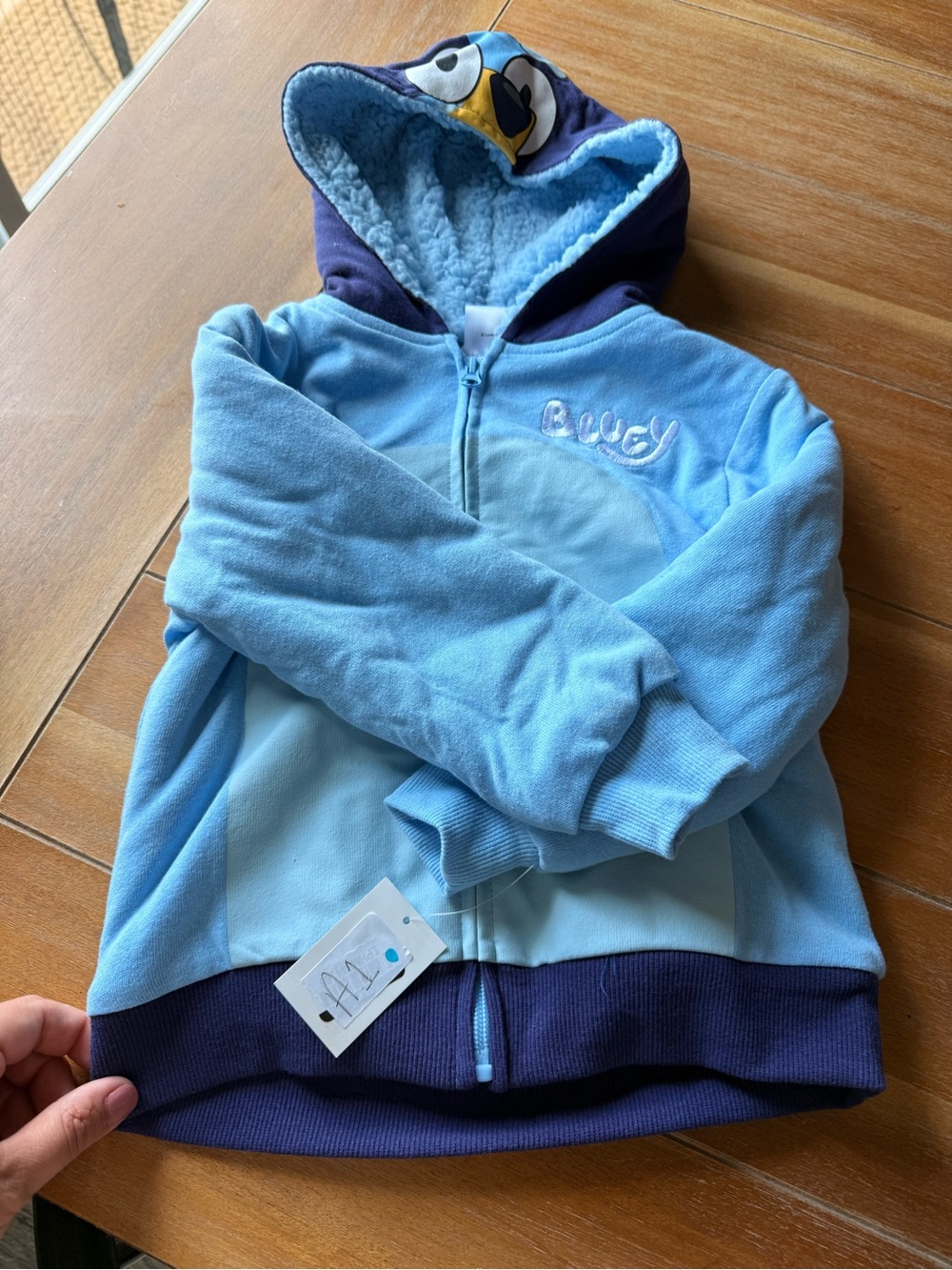 Toddler Boys' Bluey Cosplay Faux Shearling Hoodie Zip-Up Sweatshirt - Light Blue - Picture 3 of 3